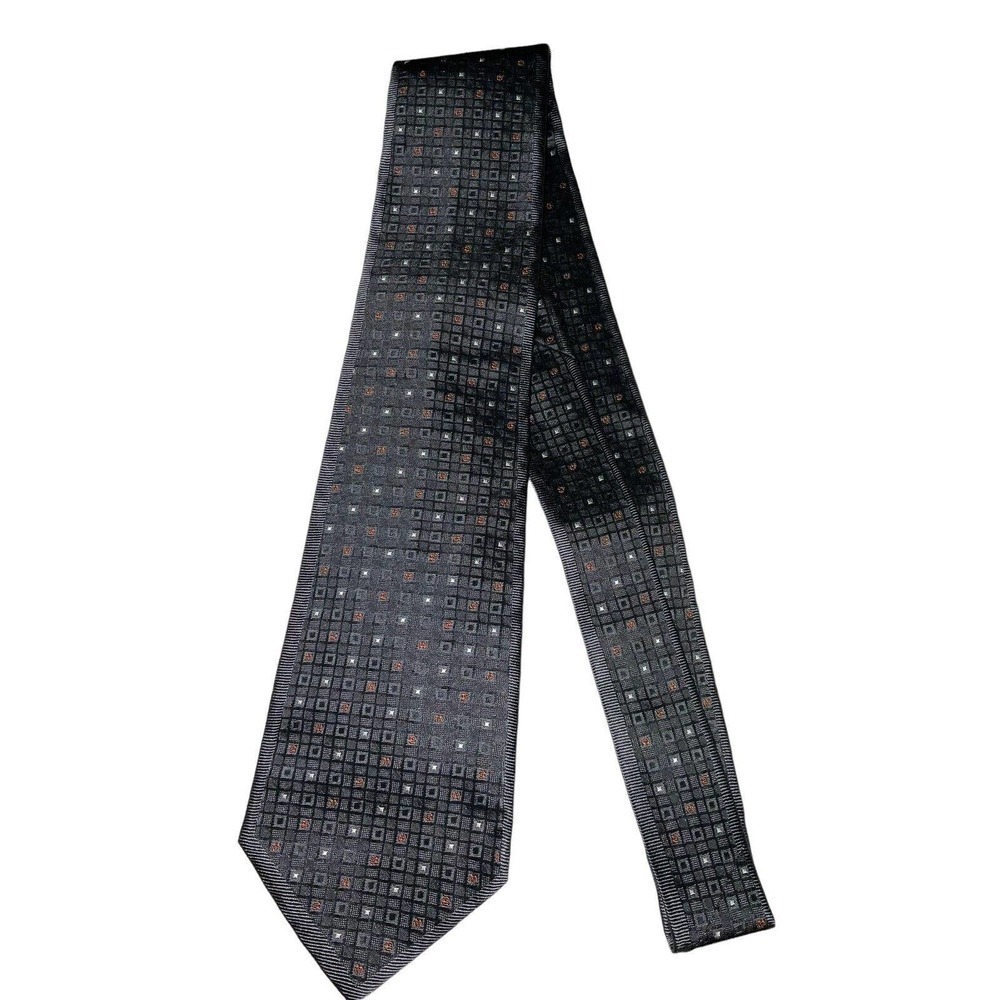 Mila Schon Designer Tie 100% Silk Made In Italy Gray Multicolor NWOT
